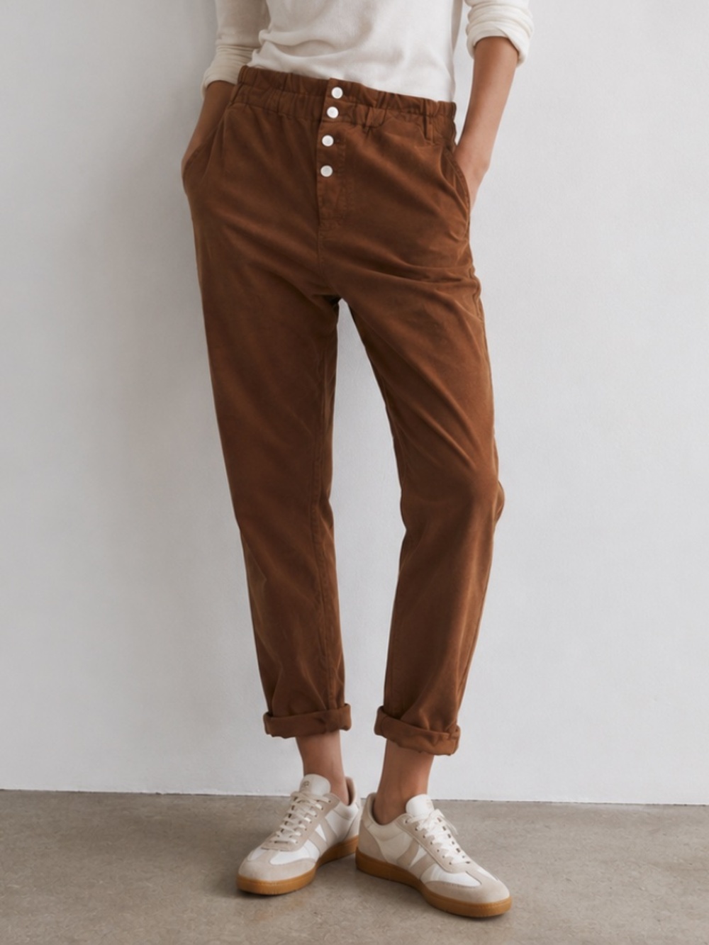Zara Corduroy High Waisted Pants Button Front - size 10